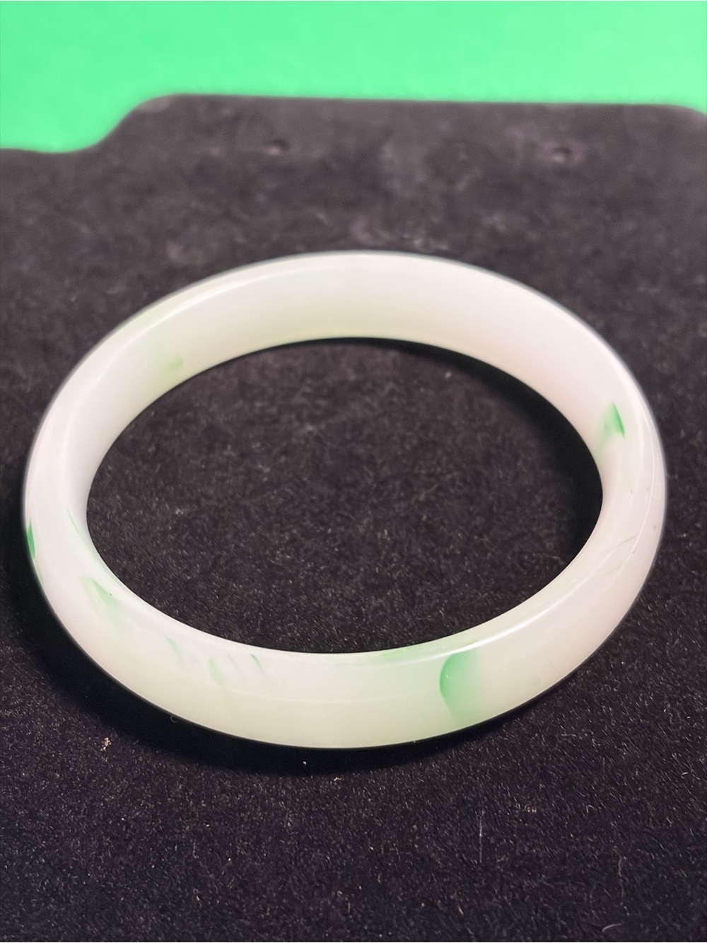 White and Green Jade Bangle Bracelet - Elegant Women's Jewelry